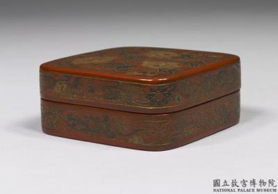 图片[3]-Square filled-in lacquer box with hollyhock decoration, Xuande reign, Ming dynasty, 16th century-China Archive